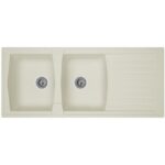 Off-White Double Bowl Single Tray Acrylic Sink - Model KS-AC15